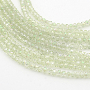 Electroplate Glass Beads Strands, Faceted Rondelle, Colorful, 3.5x2.5~3mm, Hole: 1mm, about 165~169pcs/strand, 15~16 inch(38~40cm)(EGLA-D020-3x2mm-26)