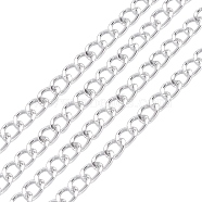 3m Aluminium Twisted Curb Chains, Diamond Cut Chains, Unwelded, Silver, 10x6.5x1.8mm(CHA-YW0001-04S)