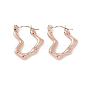 Ion Plating(IP) 304 Stainless Steel Heart Hoop Earrings for Women, Rose Gold, 21.5x17.5x3mm, Pin: 0.6mm(EJEW-I267-08RG)