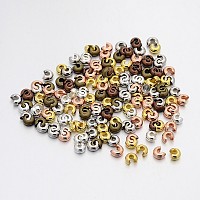 Iron Crimp Beads Covers, Mixed Color, 3mm in diameter, Hole: 1.2~1.5mm