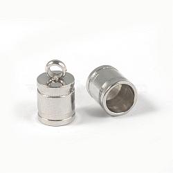 Tarnish Resistant 304 Stainless Steel Cord Ends, End Caps, Stainless Steel Color, 10x6mm, Hole: 2mm, Inner Diameter: 5mm(STAS-D431-07)