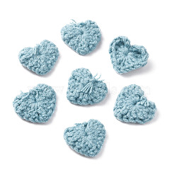 Handicraft Cotton Knitting Heart Ornament Accessories, for DIY Costume, Hat, Bag, Sky Blue, 19~19.5x21.5~24.5x4~5mm(FIND-WH0116-44G)