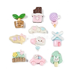 Cartoon Resin Cabochons, Mixed Shapes, Mixed Color, 7~15x10.5~17.5x5.5~7.5mm(RESI-H166-06)