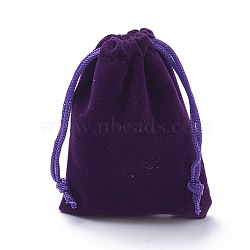 Rectangle Velvet Pouches, Gift Bags, Indigo, 9x7cm(X-TP-R002-7x9-08)