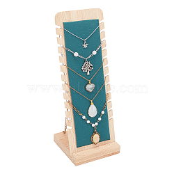 Detachable Bamboo Slant Back Necklace Display Stands, Pendant Necklace Holder Organizer, with Velvet Soft Mat, Rectangle, Green, Finish Product: 9.8x10.8x26.5cm(NDIS-WH0001-14)
