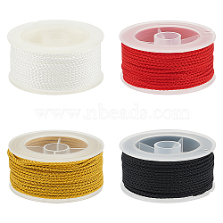 ANATTASOUL 4 Rolls 4 Colors Braided Nylon Thread, for DIY Craft Making, Mixed Color, 1.6mm, about 17.50 Yards(16m)/Roll, 1 roll/color(OCOR-AN0001-05)