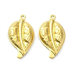 Ion Plating(IP) 304 Stainless Steel Pendants, Leaf Charms, Real 18K Gold Plated, 23.5x13x4mm, Hole: 1.1mm(STAS-L024-007G)