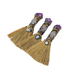 Natural Amethyst Magic Broom, Mini Witch Broom, Reiki Stone For Cleansing Healing Fengshui, for Home Halloween Decor, 150~160mm(PW-WG66193-01)
