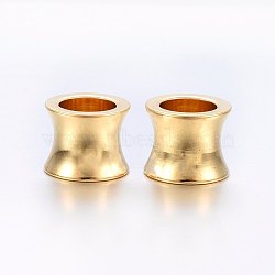 304 Stainless Steel Beads, Large Hole Beads, Vase, Real 24K Gold Plated, 10x8mm, Hole: 6.5mm(STAS-E436-12G)