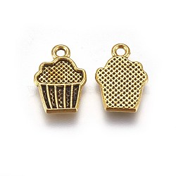 Tibetan Style Alloy Drink Charms, Cadmium Free & Lead Free, Cupcake, Antique Golden, 16x11x2mm, Hole: 1.5mm(TIBEP-A100748-G-LF)