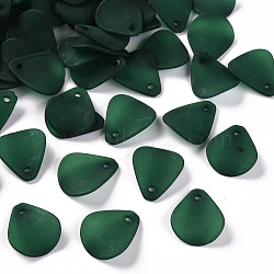 Transparent Frosted Acrylic Pendants, Petaline, Dark Green, 17x14x2.5mm, Hole: 1.8mm, about 2330pcs/500g(MACR-S371-09A-735)