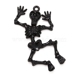 Halloween Alloy Pendants, Skeleton, Electrophoresis Black, 49x27x3.5mm, Hole: 2mm(FIND-B007-01EB)