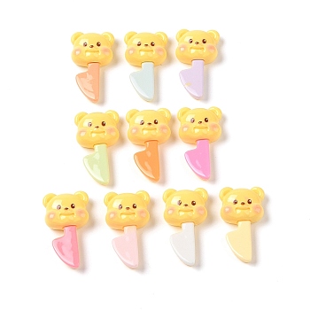 Opaque Resin Decoden Cabochons, Yellow Bear Knife, Mixed Color, 33x18x9mm