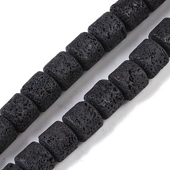 Frosted Natural Lava Rock Beads Strands, Column, 8x8mm, Hole: 1.4mm, about 48pcs/strand, 14.57''(37cm)