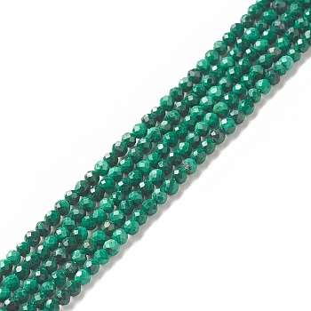 Natural Malachite Beads Strands, Faceted, Round, 2mm, Hole: 0.5mm, about 197pcs/strand, 15.35 inch(39cm)