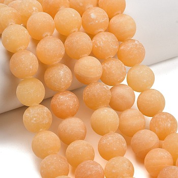 Natural Yellow Calcite Beads Strands, Smooth Round, Frosted, Grade A, Yellow, 14mm, Hole: 1mm, about 27pcs/strand, 14.88''(37.8cm)