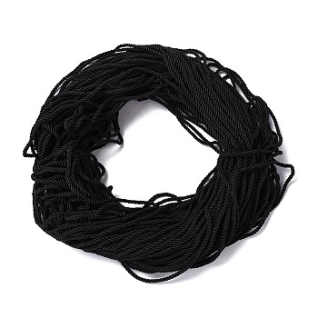 Polyester Cord, Twisted Cord, Black, 5mm, about 97~100m/bundle