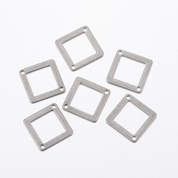 Tarnish Resistant 304 Stainless Steel Links connectors, Rhombus, Stainless Steel Color, 18x18x0.8mm, Hole: 1.2mm