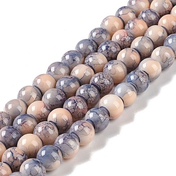Baking Paint Glass Bead Strands, Round, PeachPuff, 10mm, Hole: 1.4mm, about 85~86pcs/strand, 31.10~31.50''(79~80cm)