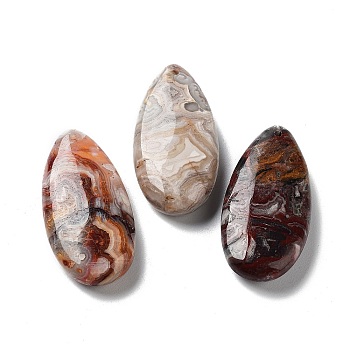 Natural Mexican Agate Pendants, Teardrop Charms, 40x20x8mm, Hole: 1.5mm