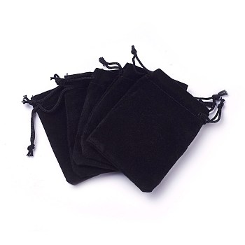 Velvet Cloth Drawstring Bags, Jewelry Bags, Christmas Party Wedding Candy Gift Bags, Black, 7x5cm