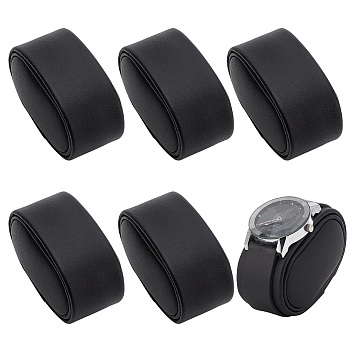 PU Leather Bracelet Pillow Jewelry Displays, Oval Watch Cushion Display Holder with Cover, Black, 6.4x4.55x3.4cm