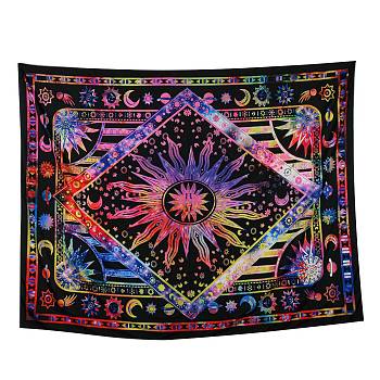 The Sun Altar Wiccan Witchcraft Polyester Decoration Backdrops, Universe Planet Theme Photography Background Banner Decoration for Party Home Decoration, Blue Violet, 2000x1500mm