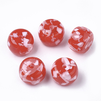 Resin Beads, Imitation Gemstone Chips Style, Rondelle, Red, 17x13mm, Hole: 2.5mm