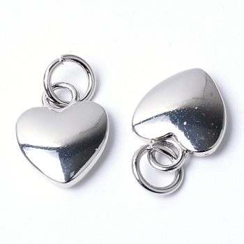 Zinc Alloy Pendants, with Jump Ring, Heart, for Luggage Suitcase Backpack Jacket Bags Coat Making, Platinum, 20x16x4.5mm