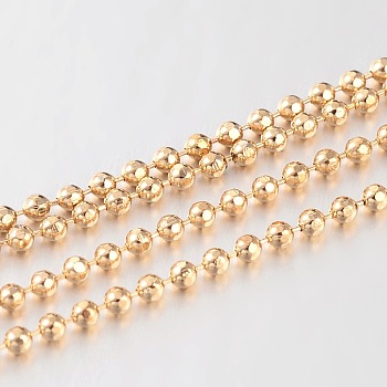 Brass Faceted Ball Chains, Soldered, Golden, 1.5mm