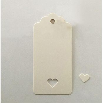 Jewelry Display Kraft Paper Price Tags, Rectangle with Heart, White, 95x45mm, 100pcs/bag