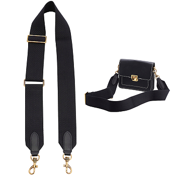 Adjustable Cotton Cloth Webbing Bag Straps, with Alloy Swivel Eye Bolt Snap Hooks, Black, 83~122.5x5cm