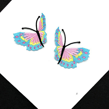 Butterfly Shape Computerized Embroidery Cloth Iron on/Sew on Patches, Costume Accessories, Dark Turquoise, 70x55mm
