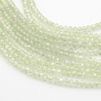 Electroplate Glass Beads Strands, Faceted Rondelle, Colorful, 3.5x2.5~3mm, Hole: 1mm, about 165~169pcs/strand, 15~16 inch(38~40cm)