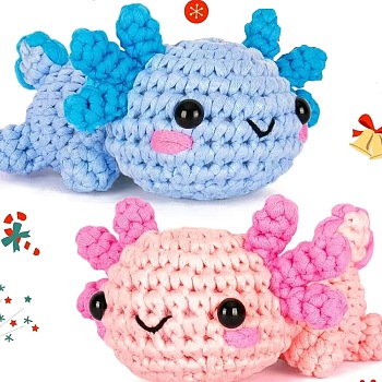 Animal Display Decoration DIY Knitting Kits for Beginners, including Doll Eye, Crochet Hook, Stitch Marker, Yarn, Instruction, Dragon, 10cm
