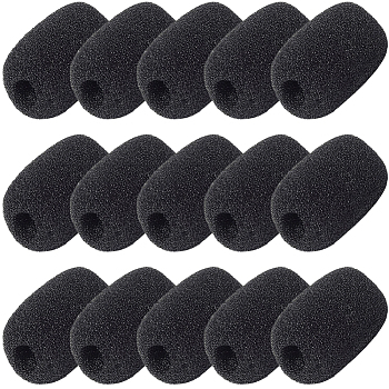 Mini Microphone Sponge Sleeve, Black, 29.5x23x21mm, 15pcs