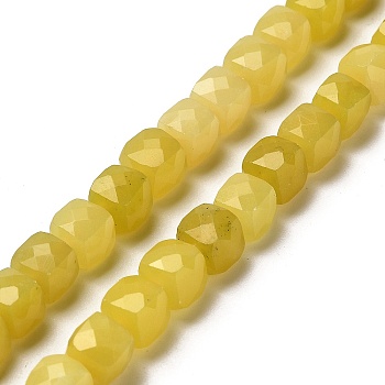 Natural Lemon Jade Beads Strands, Faceted, Cube, 6.5~7.5x6.5~7.5x6.5~7.5mm, Hole: 1.2mm, about 57~58pcs/strand, 15.35''~15.55''(39~39.5cm)