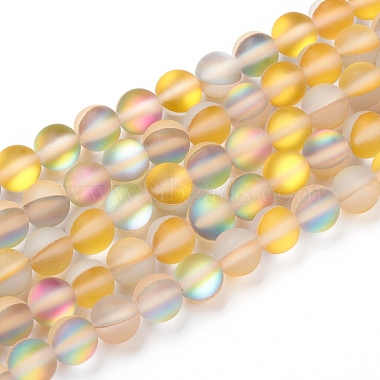Chapelets de perles en pierre de lune synthétique(G-R375-6mm-A15)-2