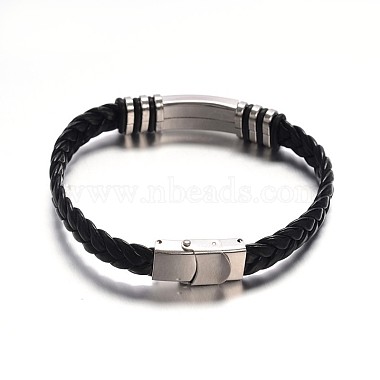 Ювелирные изделия черного цвета браслеты PU кожаный шнур(BJEW-G467-14)-2