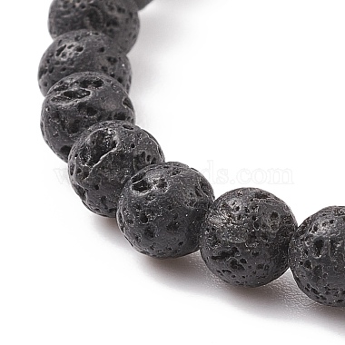 Bracelet extensible perlé rond en pierre de lave naturelle avec breloques halloween en émail(BJEW-JB08331)-7