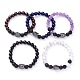 Natural Mixed Stone & Natural Lava Rock Round Beads Energy Power Stretch Bracelet for Girl Women(BJEW-JB07041)-1