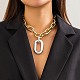 colliers à pendentif ovale en aluminium(NJEW-P289-01G)-1