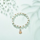 Bracelet extensible en perles œil de chat avec breloque marguerite en alliage d'émail pour femme(BJEW-JB08542)-2