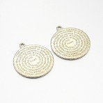 Tibetan Style Alloy Pendants, Lead Free & Cadmium Free, Flat Round with the Lord's Prayer for Catholicism, Platinum, 36x32x2mm, Hole: 4mm(TIBEP-35029-P-RS)
