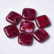 Acrylic Beads, Imitation Gemstone Style, Rhombus, Dark Red, 23x23.5x7mm, Hole: 1.8mm(X-OACR-T007-10E)