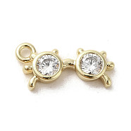 Brass Micro Pave Cubic Zirconia Charms, Glasses, Golden, 6x12.5x2mm, Hole: 1.2mm(KK-C043-05G)