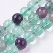 Natural Fluorite Beads Strands, Round, 4mm, Hole: 1mm, about 81~82pcs/strand, 14.5 inch(37cm)(G-E468-F01-4mm)
