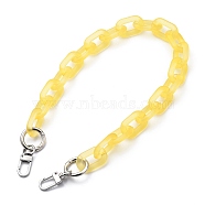Bag Handles, with Transparent Acrylic Linking Rings, Platinum Tone Alloy Spring Gate Rings and Zinc Alloy Swivel Clasps, for Bag Straps Replacement Accessories, Yellow, 19.8 inch(50.5cm)(AJEW-BA00024-06)