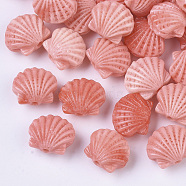 Synthetic Coral Beads, Dyed, Two Tone, Scallop Shape, Light Coral, 10x11.5x6.5mm, Hole: 1.2~1.5mm(CORA-R017-11)