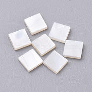 Natural White Shell Mother of Pearl Shell Cabochons, Square, Sea Green, 4x4x1mm(SHEL-T007-27B)